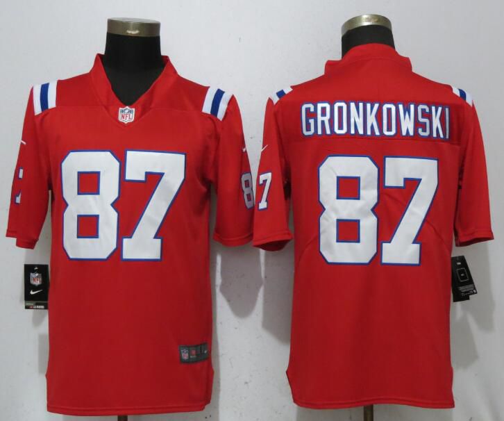 Men New England Patriots #87 Gronkowski Red Vapor Untouchable Player Nike Limited NFL Jerseys